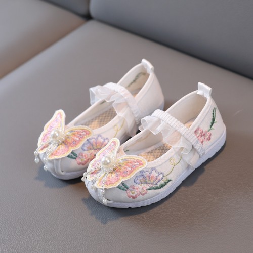 Girls kids Chinese Hanfu fairy princess shoes Tang han Dynasty princess queen Embroidered clothing shoes for children ancient embroidered casual shoes
